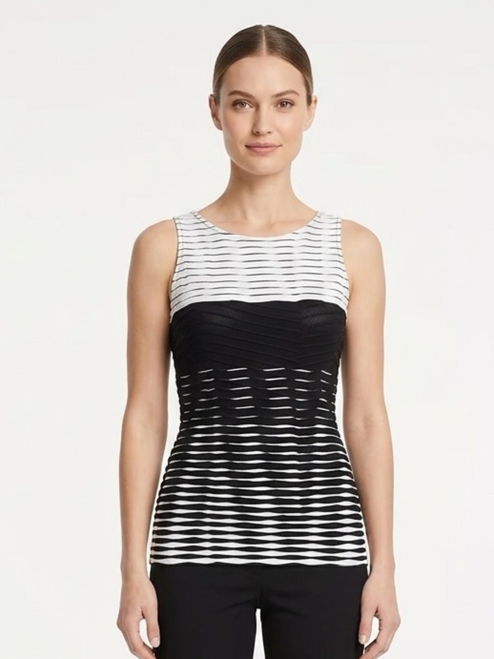 WHBM Black White/Ivory Stretch Jacquard Tank Top XS $78 EUC